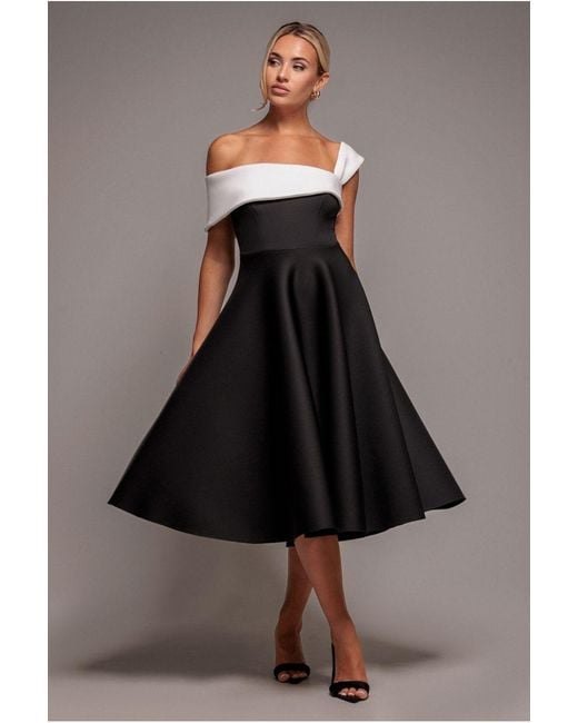 Goddiva Multicolor One Shoulder A Line Midi Dress