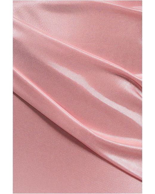 Goddiva Pink Satin Off The Shoulder Maxi Dress