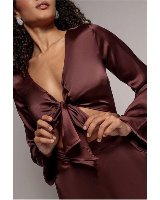 Goddiva Red Cut Out Satin Jumpsuit