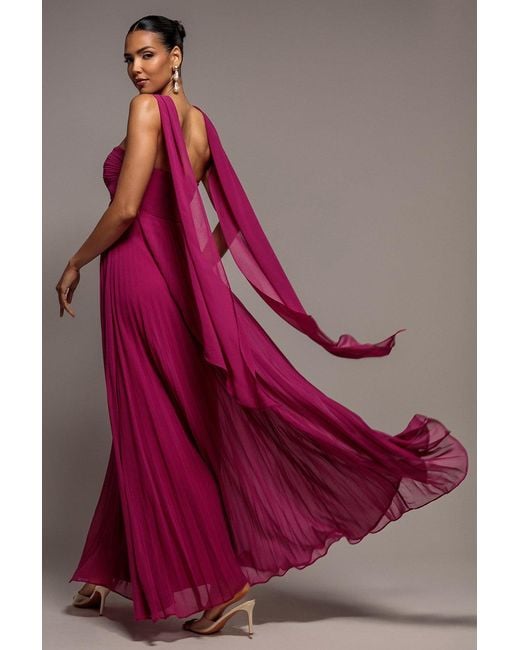 Goddiva Purple Sleeveless Pleated Chiffon Multiway Scarf Maxi Dress