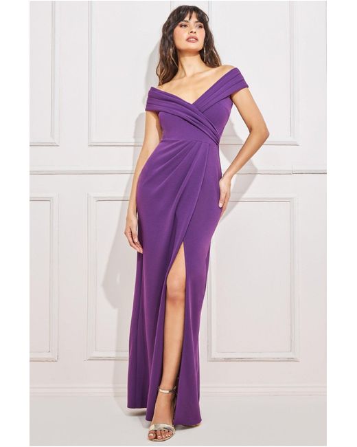 Goddiva One Shoulder Scuba Romper - Purple main image 0