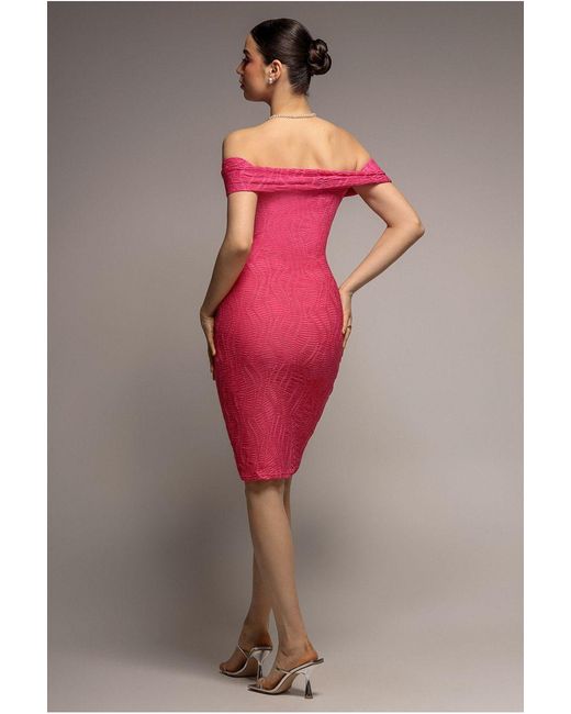 Goddiva Pink Front Knot Twist Midi Dress