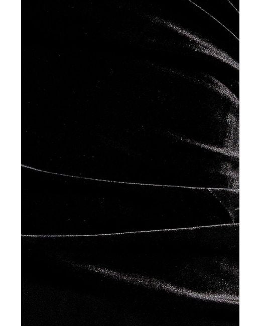 Goddiva Black Crochet Velvet Wrap Midi Dress