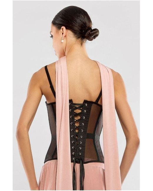 Goddiva Black Sheer Panel Mesh Corset