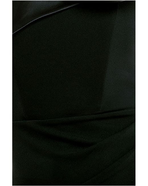 Goddiva Black Satin Corsage Scuba Crepe Maxi Dress
