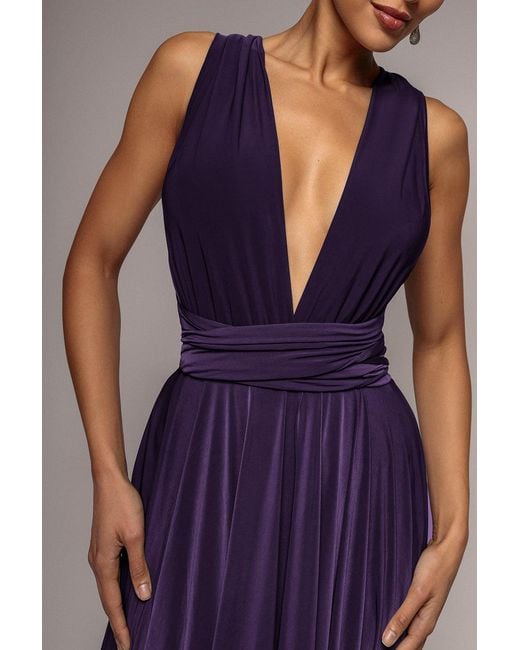 Goddiva Purple Soft Touch Multi Way Open Back Midi Dress