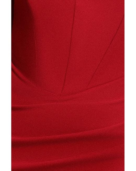 Goddiva Red Diamante Heart Trim Evening Maxi Dress