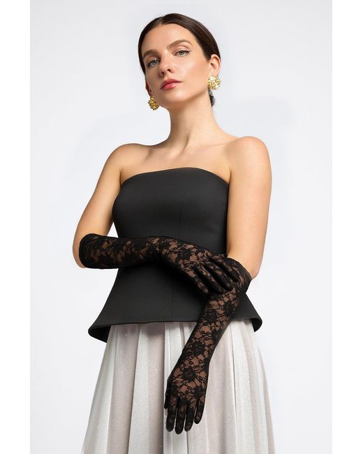 Goddiva White Stretch Lace Gloves
