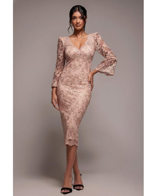 Goddiva Pink Scallop Lace Midi