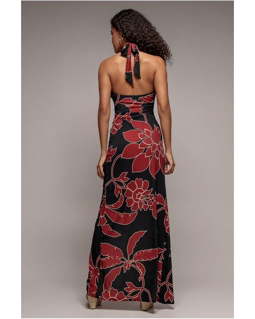 Goddiva Black Printed Crossover Maxi Dress