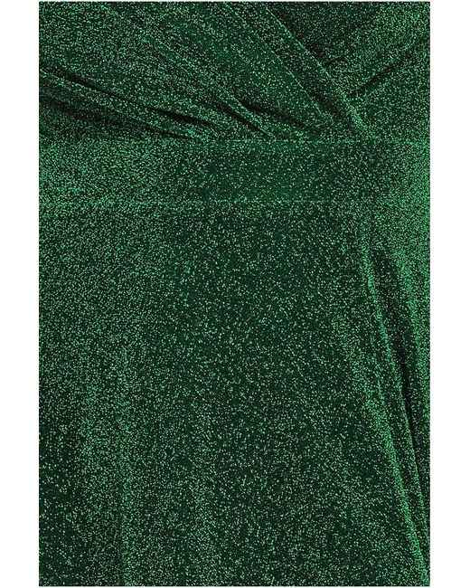 Goddiva Green Crossover Lurex Glitter Maxi Dress