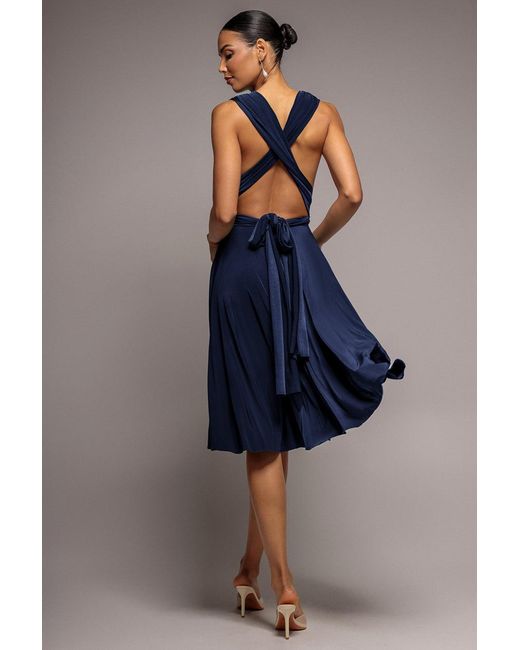 Goddiva Blue Soft Touch Multi Way Open Back Midi Dress