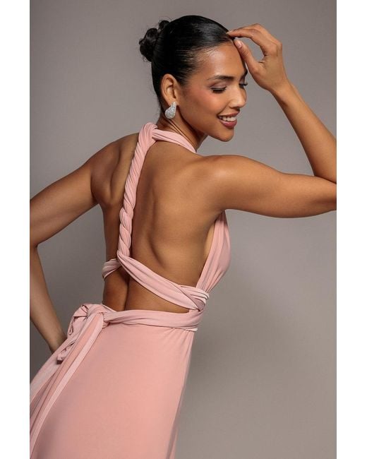 Goddiva Brown Multiway Tie-Up Maxi Dress
