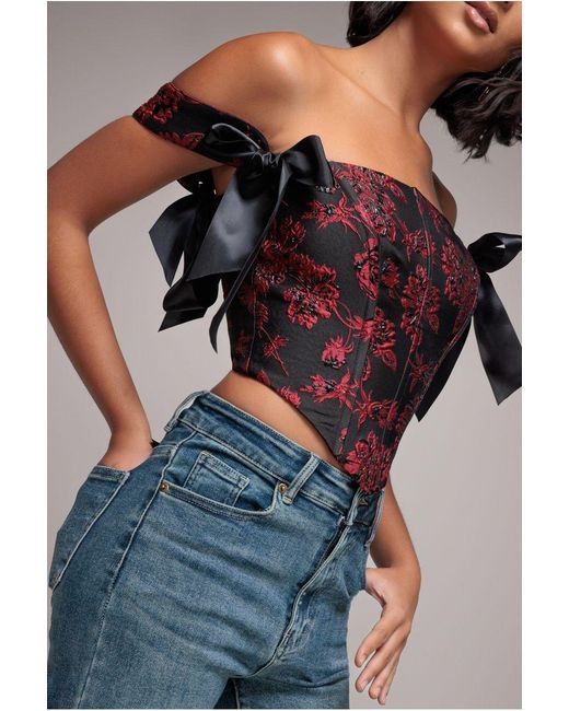 Goddiva Black Jacquard Multiway Removable Strap Corset