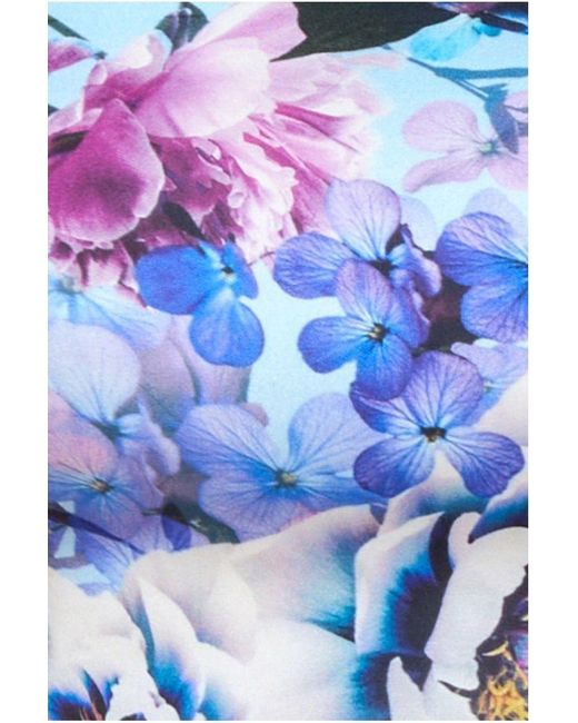 Goddiva Blue Floral Scuba Foam Bandeau Midi Dress