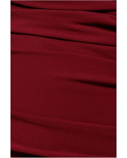 Goddiva Red Pleated One Shoulder Bardot Fit And Flare Maxi Dress