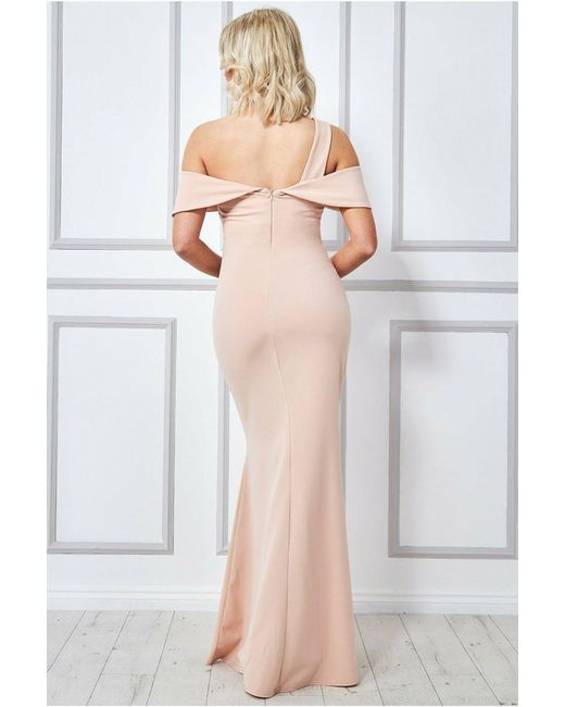 Goddiva Natural One Shoulder Knot Maxi