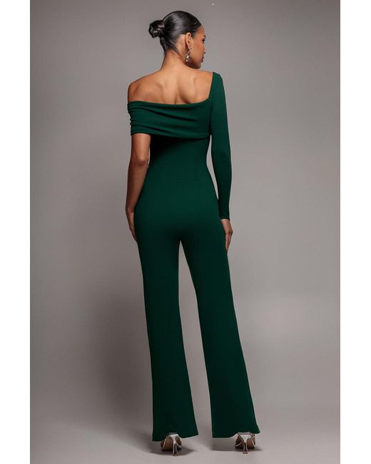 Goddiva Green One Shoulder Scuba Romper