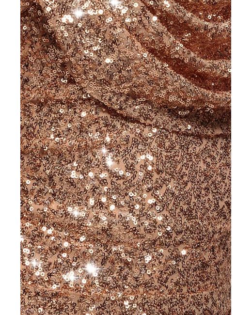 Goddiva Pink Sequin Cowl One Shoulder Maxi Dress