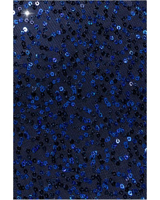 Goddiva Blue Sequin Flutter Sleeve Maxi