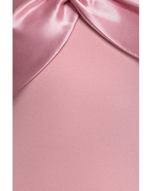 Goddiva Pink Twist Knot Satin & Scuba Bardot Maxi Dress