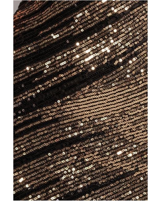 Goddiva Metallic One Sleeve Diagonal Sequin Midi