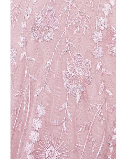 Goddiva Pink Embroidered Lace Maxi Flutter Sleeves