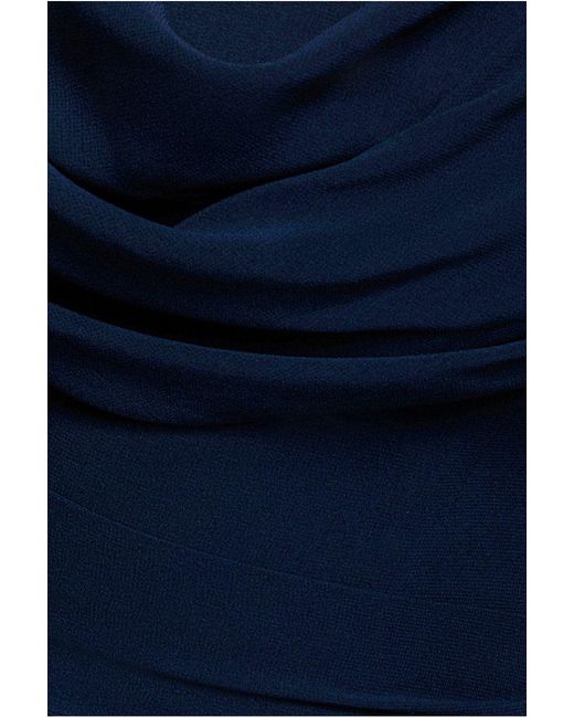 Goddiva Blue Chiffon Cowl Off Shoulder Wing Tiered Midi Dress