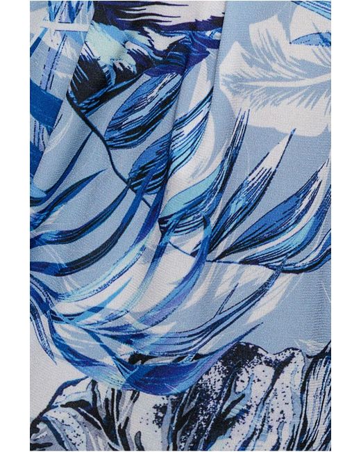 Goddiva Blue Tropical Print Midi With Batwing Sleeves