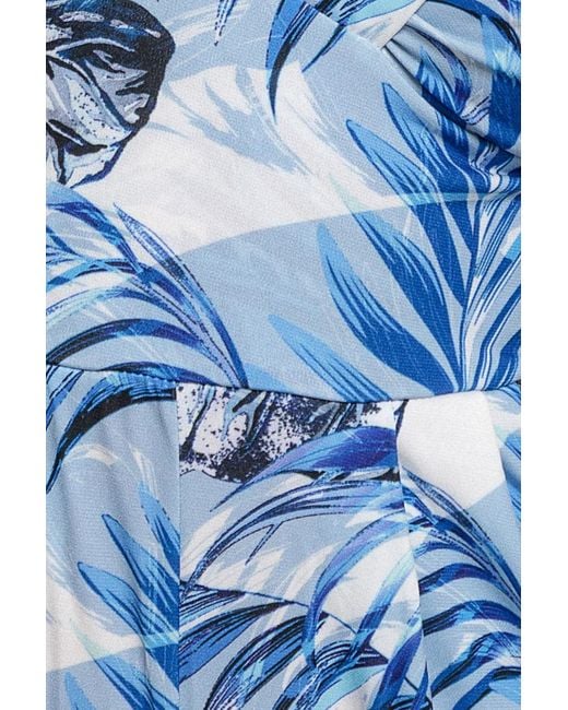 Goddiva Blue Tropical Print Jumpsuit