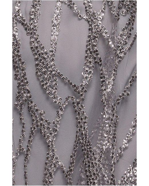 Goddiva Gray Embroidered Mesh Tiered Midi Dress