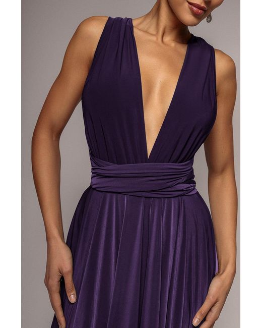 Goddiva Purple Soft Touch Multi Way Open Back Midi Dress