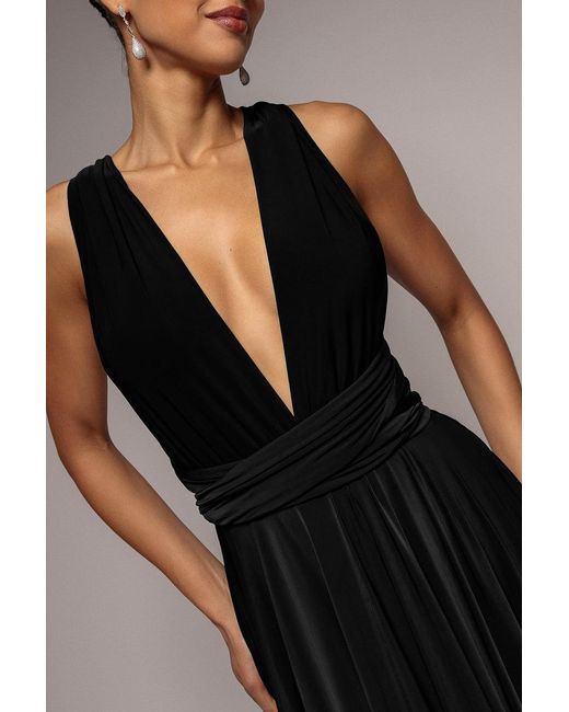 Goddiva Black Soft Touch Multi Way Open Back Midi Dress