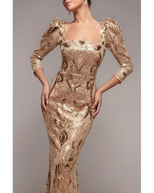 Goddiva Pink Square Neck Scalloped Lace Maxi