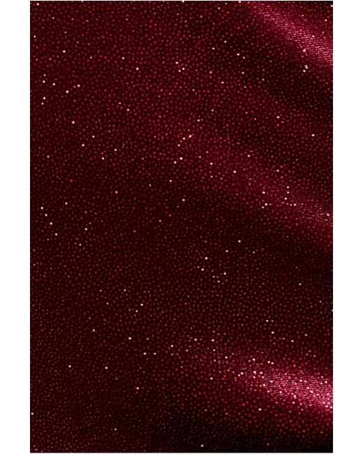 Goddiva Red Glitter Velvet Cowl Neck Sheath Midi Dress
