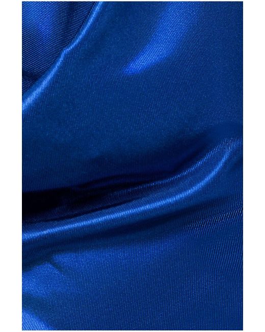 Goddiva Blue Halter Cowl Neck Back Maxi Dress