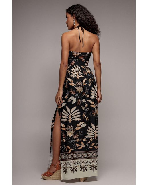Goddiva Blue Printed Tie Back Maxi