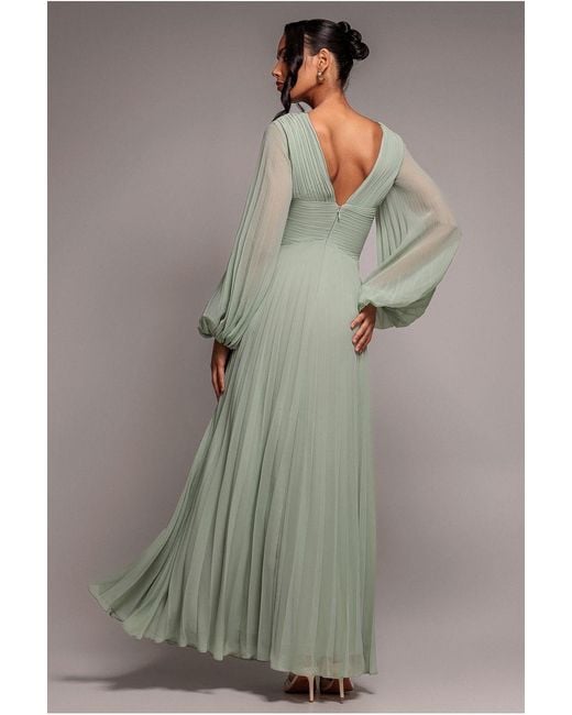 Goddiva Black Balloon Sleeve Chiffon Maxi Dress