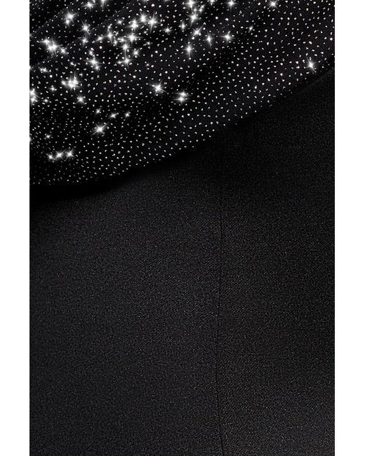 Goddiva Black Sparkle Chiffon Cowl Bardot Skater Mini Dress