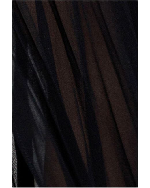 Goddiva Black Strapless Mini Dress With Pleated Chiffon Cape