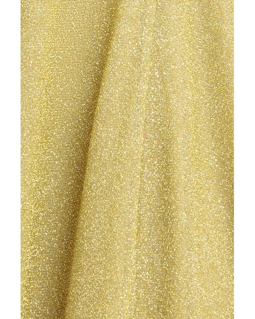 Goddiva Natural Crossover Lurex Glitter Maxi Dress