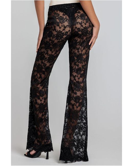 Goddiva Blue Bootcut Scalloped Lace Trouser