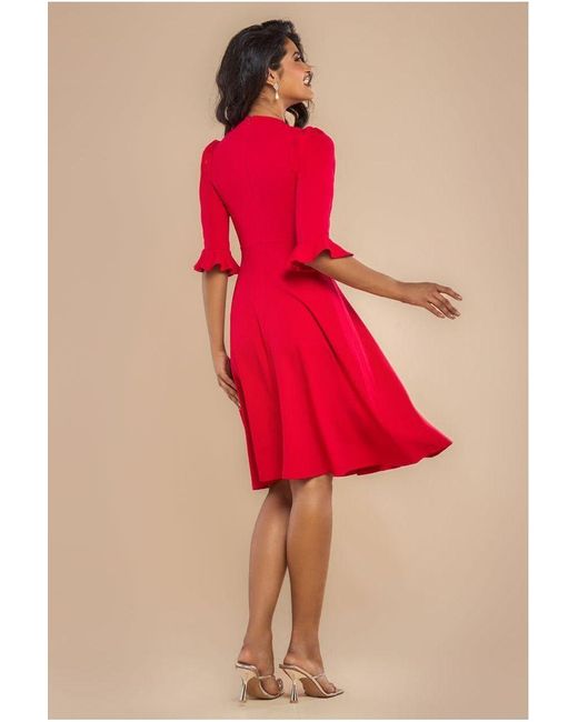 Goddiva Pink Flared Sleeve Midi Dress