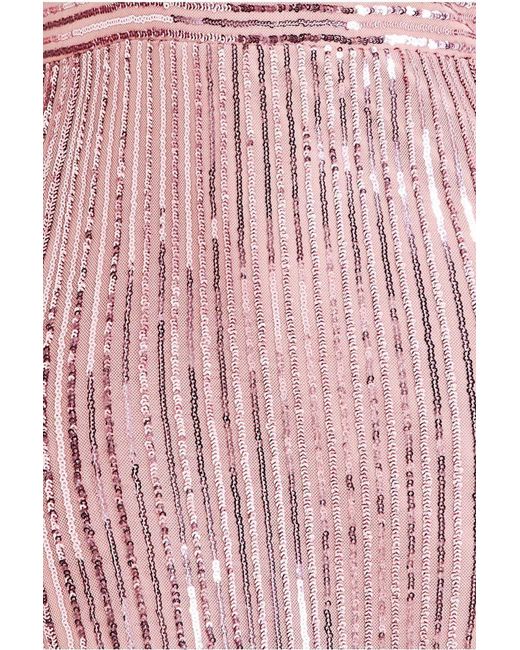 Goddiva Pink Long Sleeve Sequin V Wrap Maxi Dress