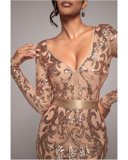 Goddiva Embroidered Sequin & Mesh Maxi Dress | Lyst UK
