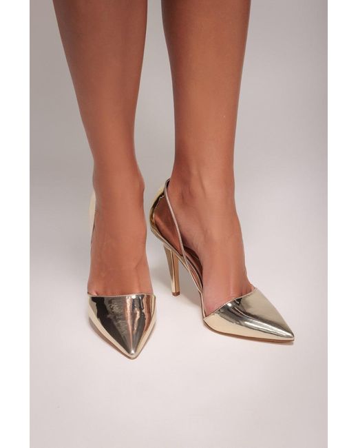 Goddiva Natural Patent Pointed Cut Out Heels