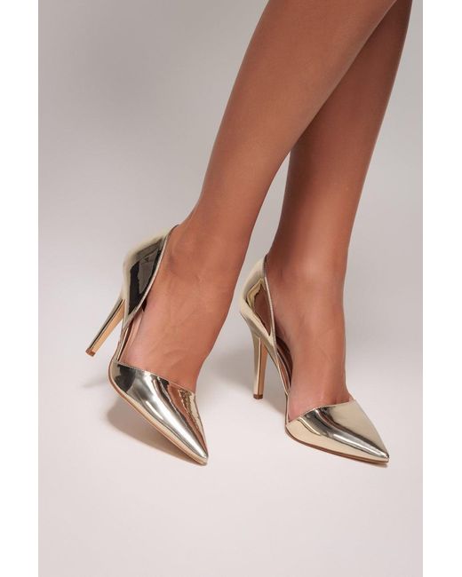 Goddiva Natural Patent Pointed Cut Out Heels