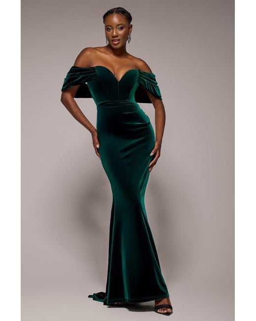 Goddiva Front Bow Off The Shoulder Mini Dress - Blush Black