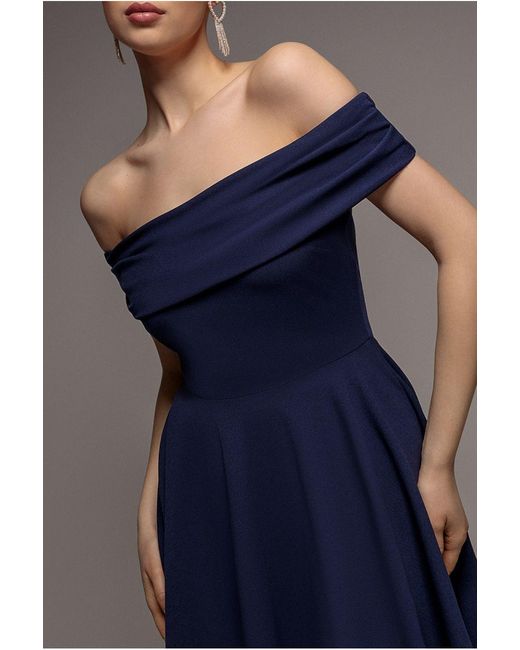 Goddiva Blue Strapless Crepe Skater Mini Dress