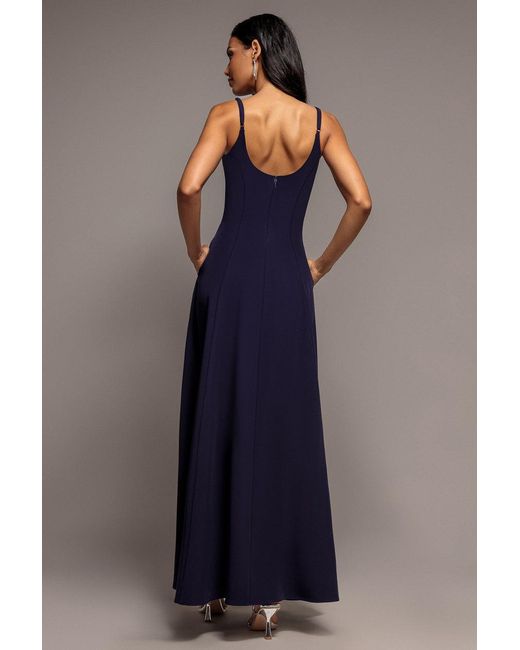 Goddiva Blue Strapless Fit & Flare A Line Maxi Dress